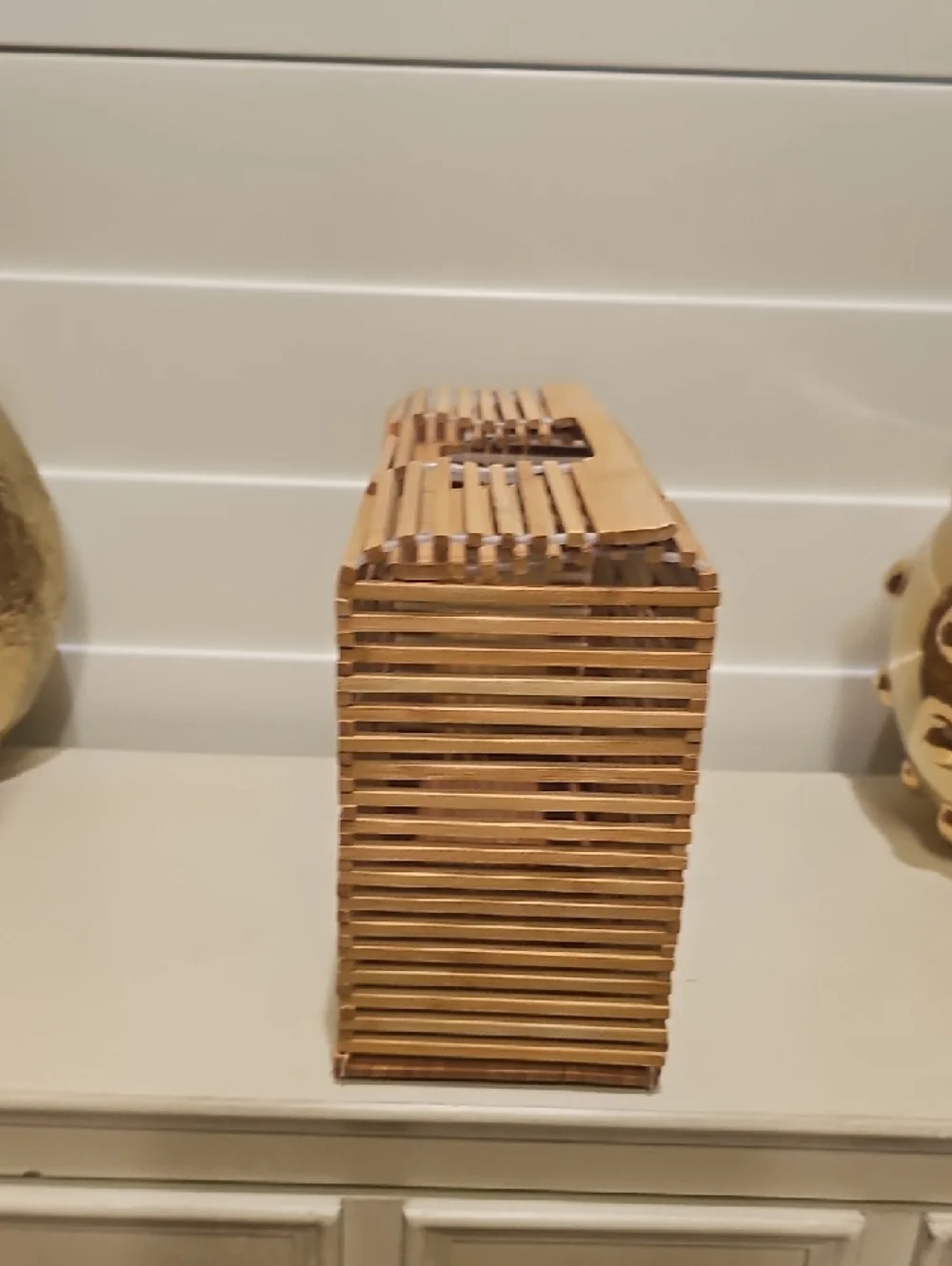 New Bamboo Slat Tote Bag - Natural